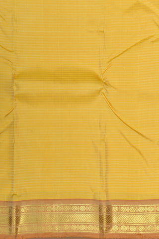 Rudraksh Border With Monochrome Stripes Soft Yellow Kanchipuram Silk Saree