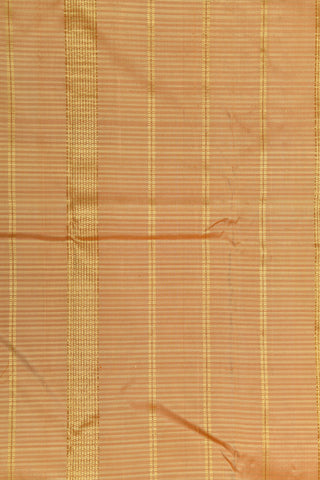 Rudraksh Border With Monochrome Stripes Soft Yellow Kanchipuram Silk Saree