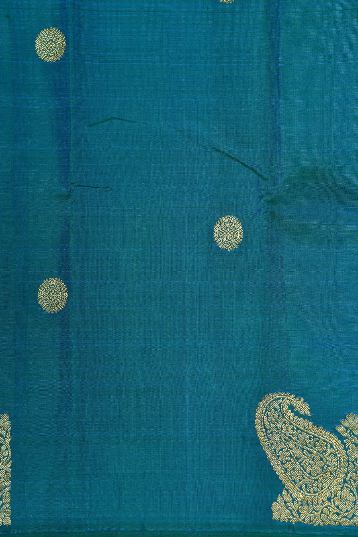 Paisley And Rudraksh Butta Teal Green Kanchipuram Silk Saree