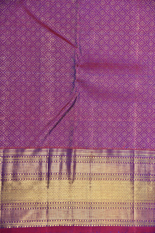 Mayilkan Design Border Geometric With Floral Purple Kanchipuram Silk Saree