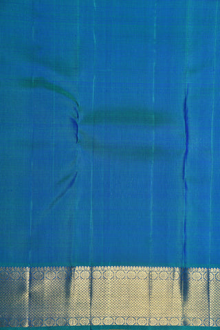 Mayilkan Border Floral Buttis Teal Blue Kanchipuram Silk Saree