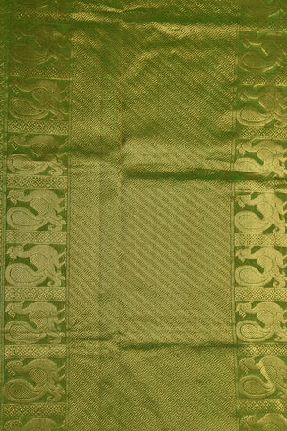 Contrast Peacock Zari Border With Round Design Dark Brown Silk Cotton Saree