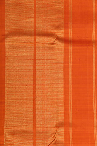 Contrast Rudraksh Border In Plain Bright Orange Kanchipuram Silk Saree
