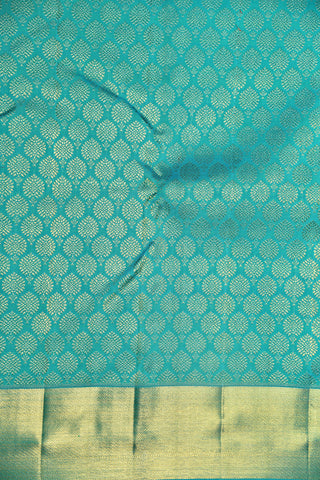 Floral Buttis Turquoise Blue Kanchipuram Silk Saree