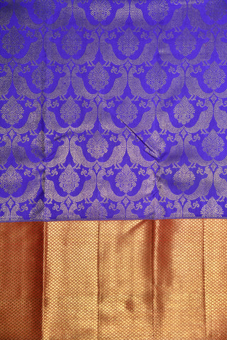 Diamond Border Irattaithalai Peacock Motif Azure Blue Kanchipuram Silk Saree