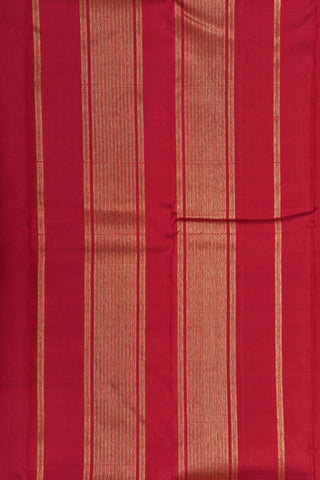 Rettai Pettu Border With Monochrome Stripes Maroon Kanchipuram Silk Saree