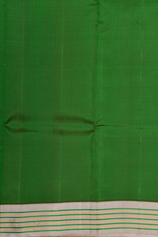 Thread Work Border In Plain Leaf Green Kanchipuram Silk Saree