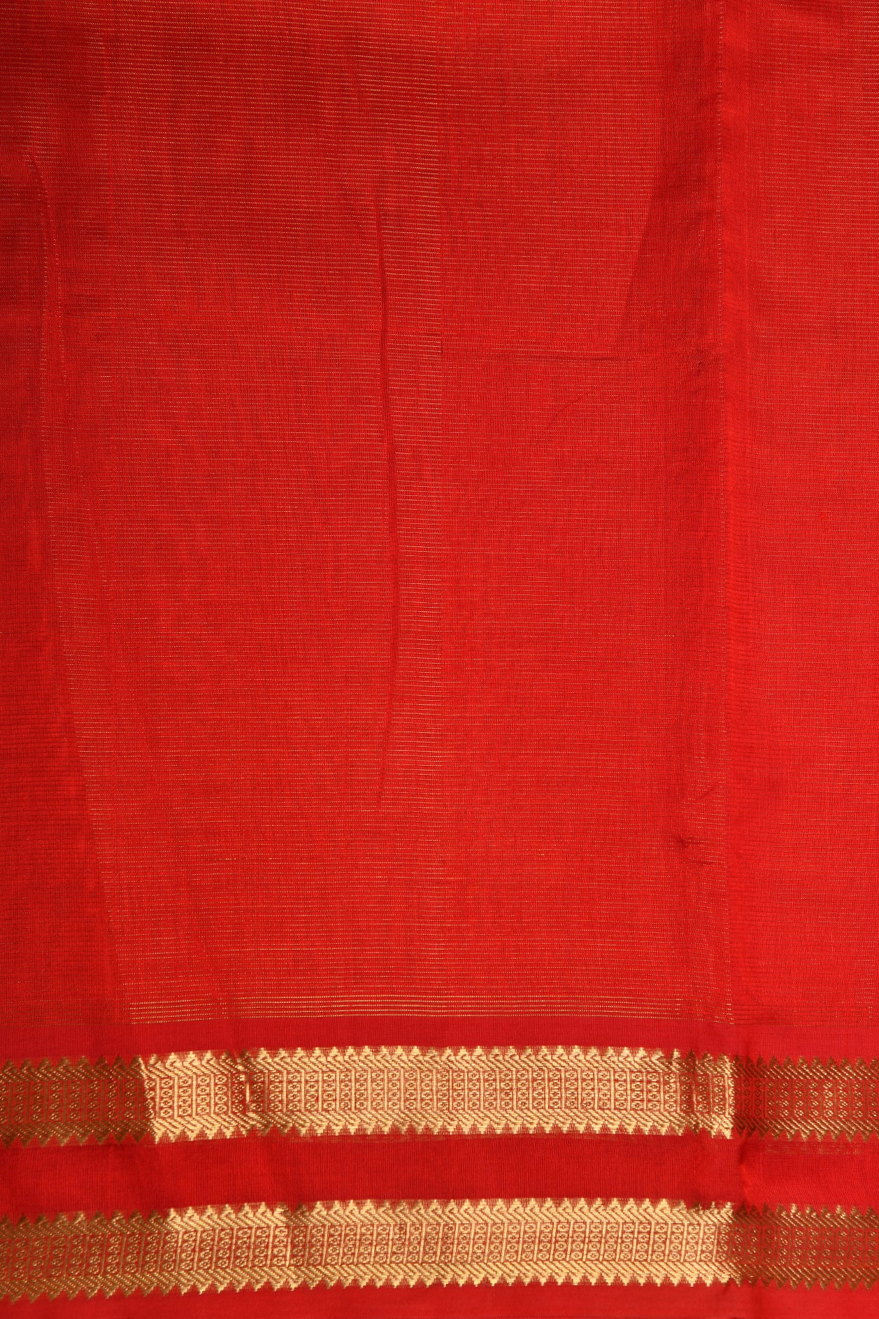 Minimal Zari Border Plain Chilly Red Silk Cotton Saree