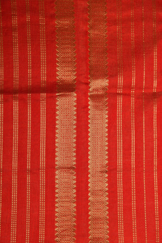 Minimal Zari Border Plain Chilly Red Silk Cotton Saree