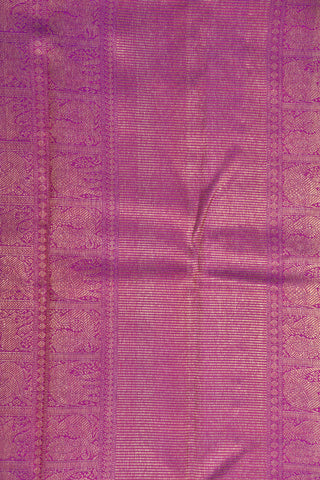 Zari Big Border With Peacock And Rudraksh Butta Baby Pink Kanchipuram Silk Saree