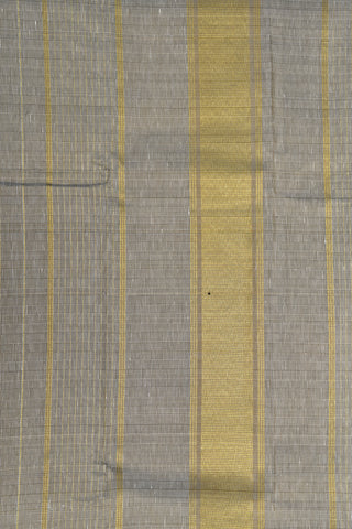 Thread Work Checks Grey And Black Kanchipuram Silk Saree