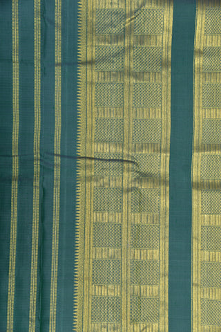 Square Design Border With Self Jacquard Dark Teal Green Kanchipuram Silk Saree
