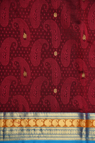 Contrast Border With Paisley Design Maroon Silk Cotton Saree