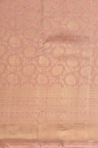 Solid Border Floral Design Pastel Pink Kanchipuram Silk Saree