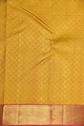 Diamond Border Small Floral Buttis Mustard Yellow Kanchipuram Silk Saree