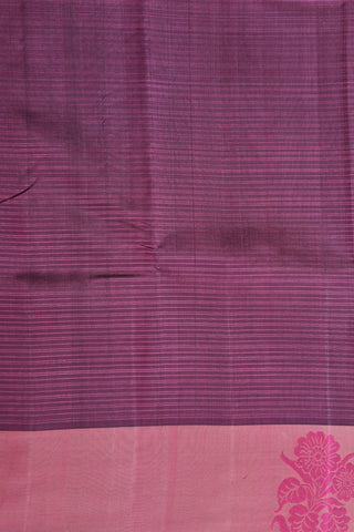 Thread Work Flower Motif Border Purple Kanchipuram silk Saree
