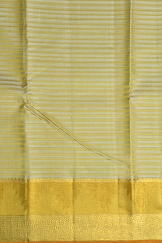 Gold And Silver Striped Kanchipuram Silk Saree