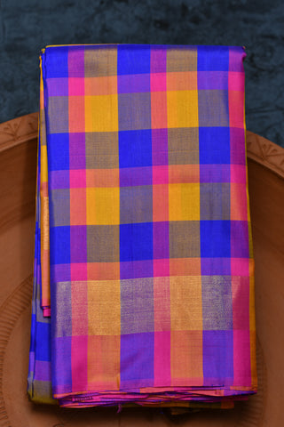 Multicolor Checks Kanchipuram Silk Saree