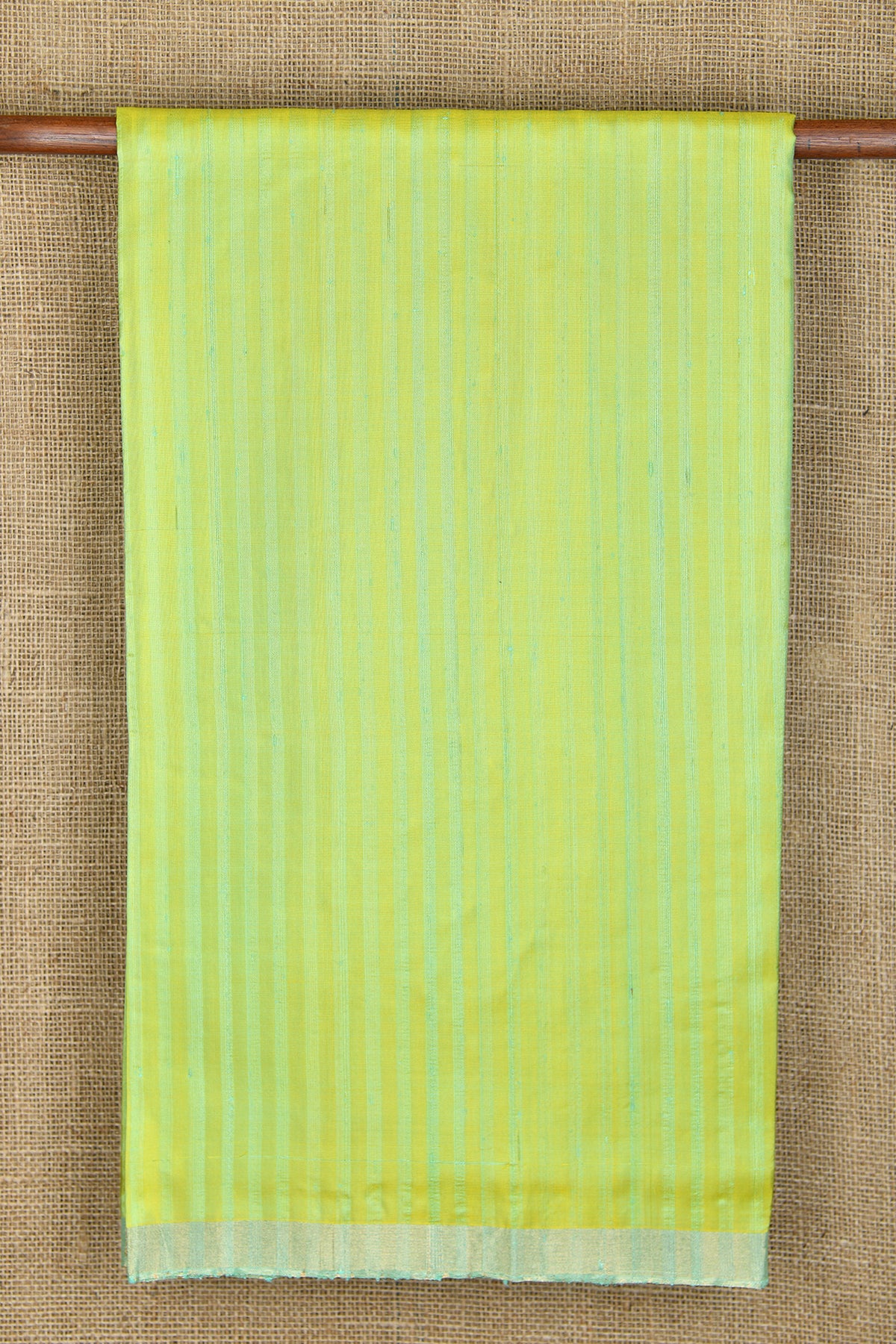 Bavanchi Border With Monochrome Stripes Lime Green Soft Silk Saree