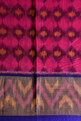 Ikat Design Hot Pink Kora Silk Cotton Saree