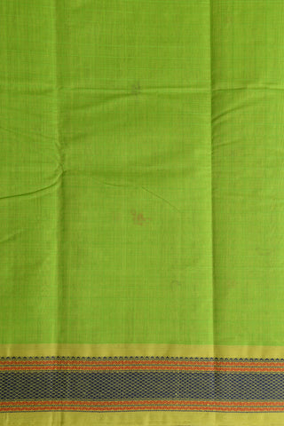 Thread Work Diamond Border And Peacock Butta Parrot Green Coimbatore Cotton Saree