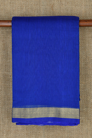 Cobalt Blue Plain Kora Silk Cotton Saree