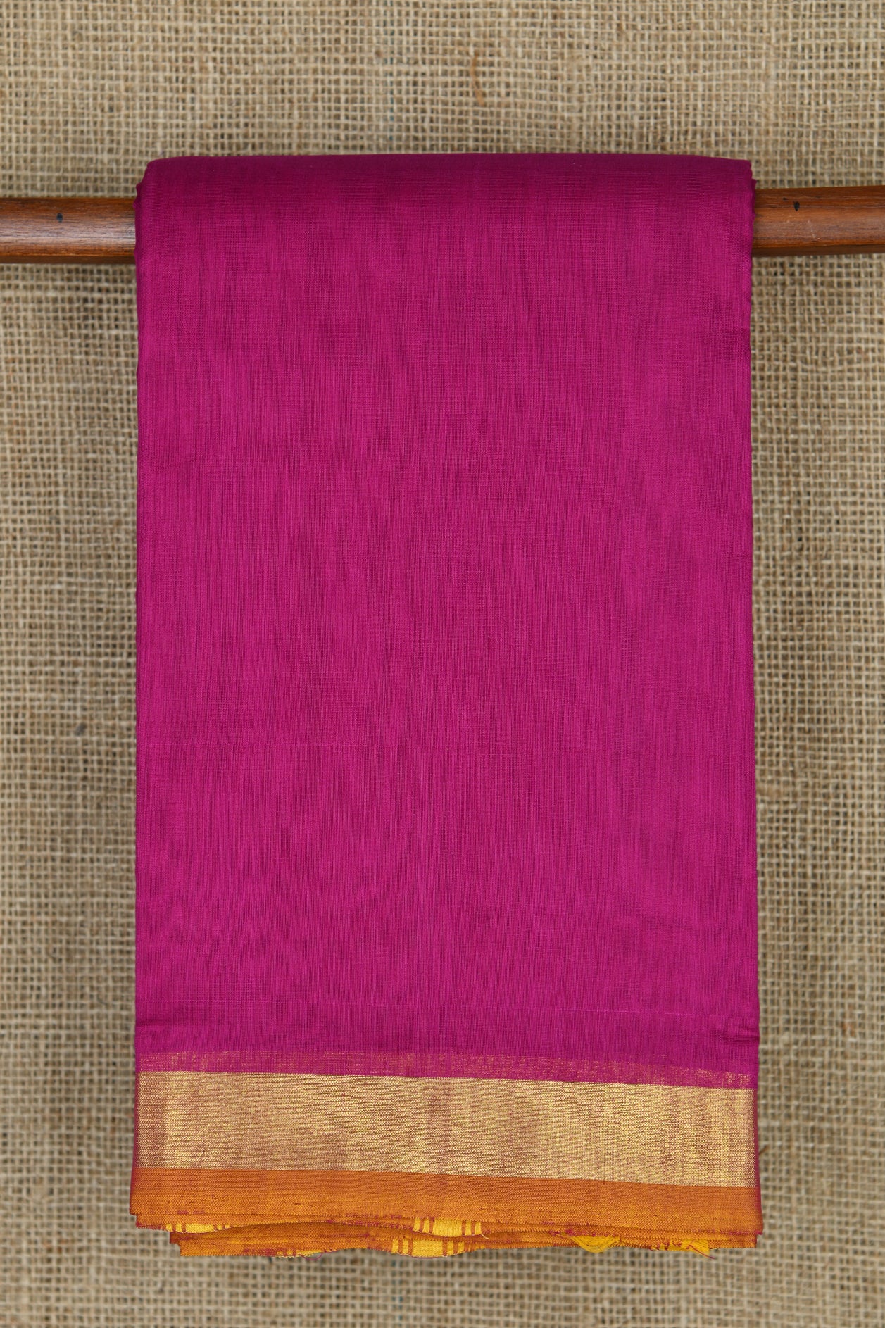 Magenta Pink Plain Kora Silk Cotton Saree
