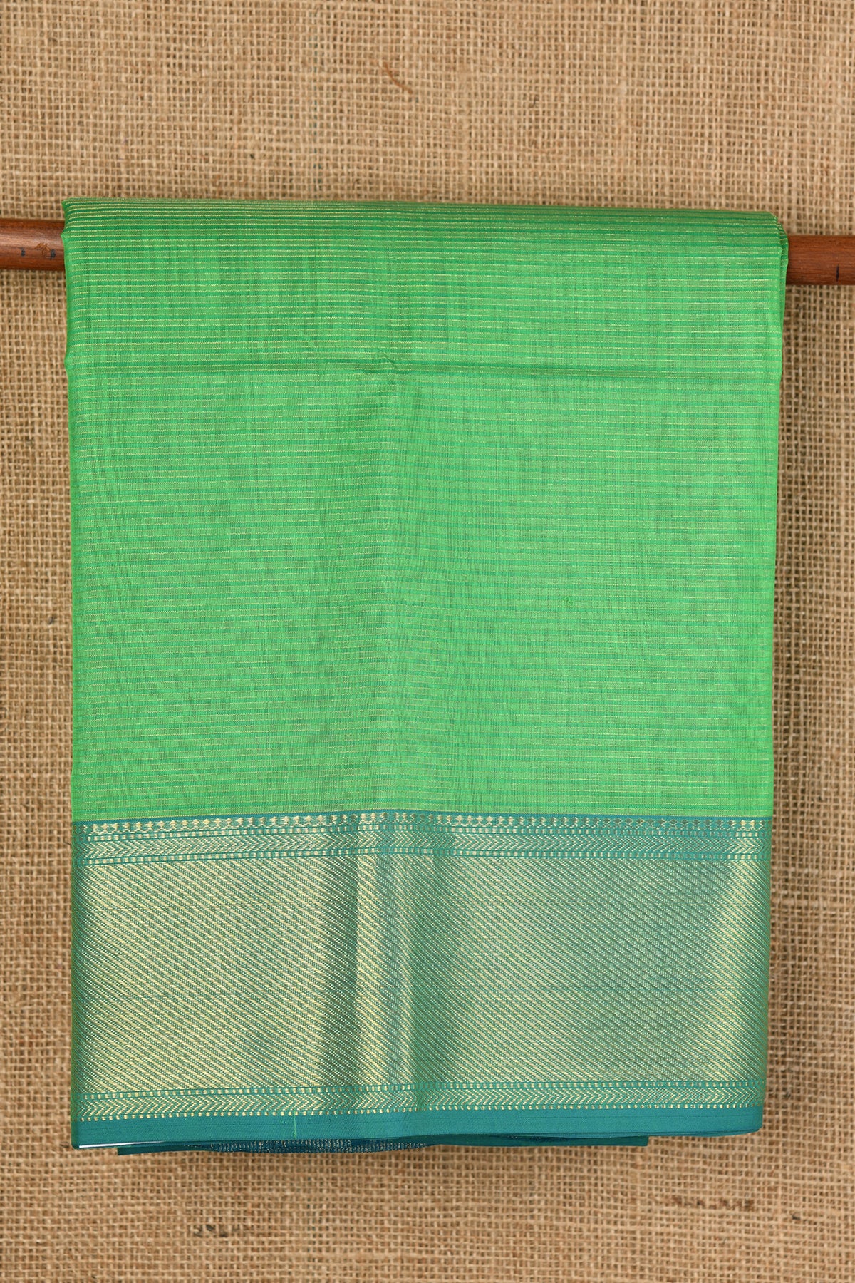 Stripes Green Maheshwari Silk Cotton Saree