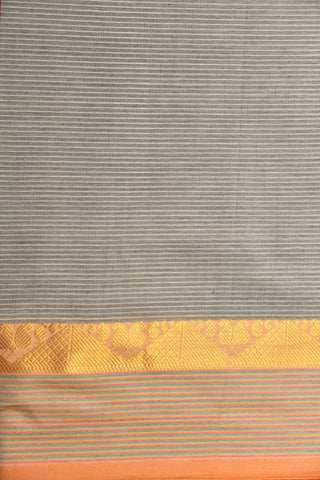 Striped Grey Poly Cotton Saree