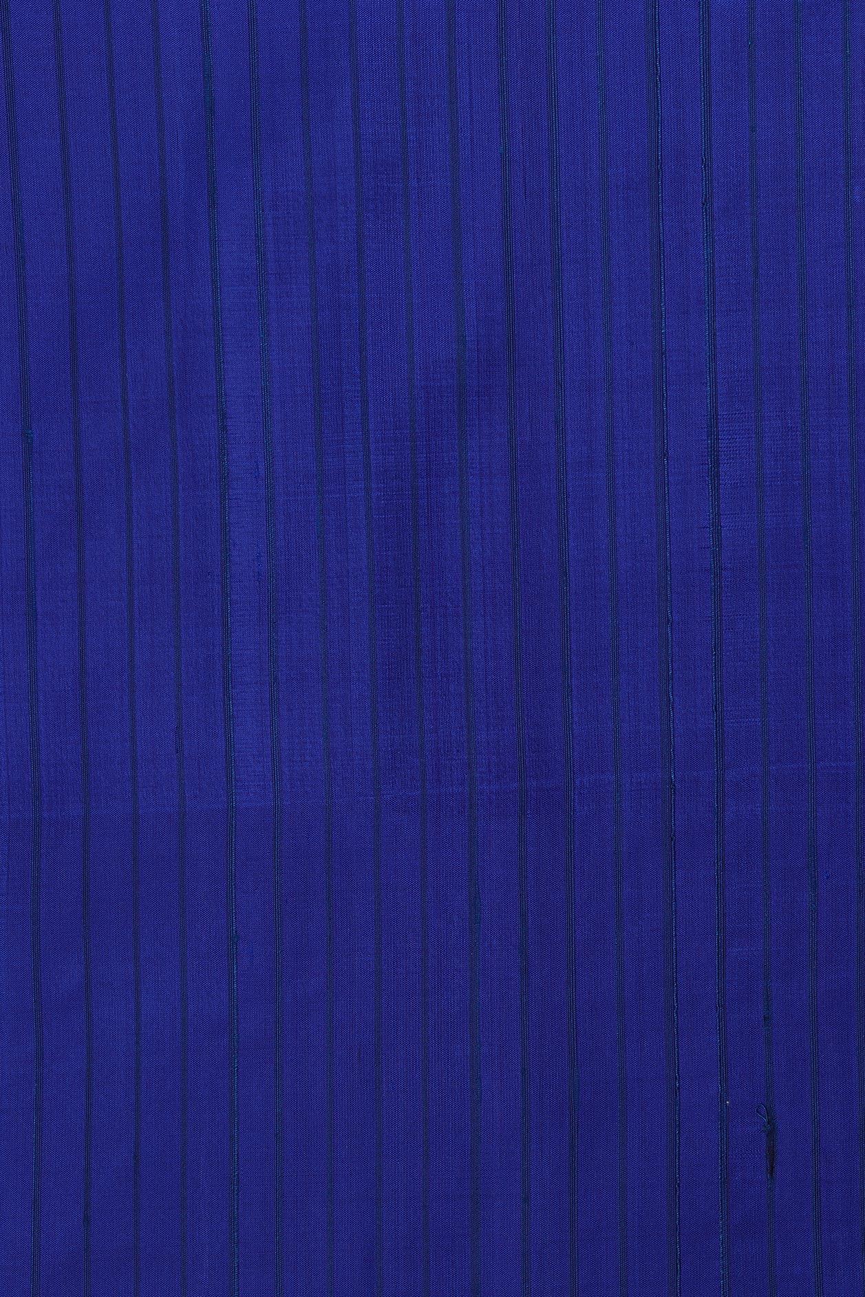 Striped Navy Blue Plain Silk Saree