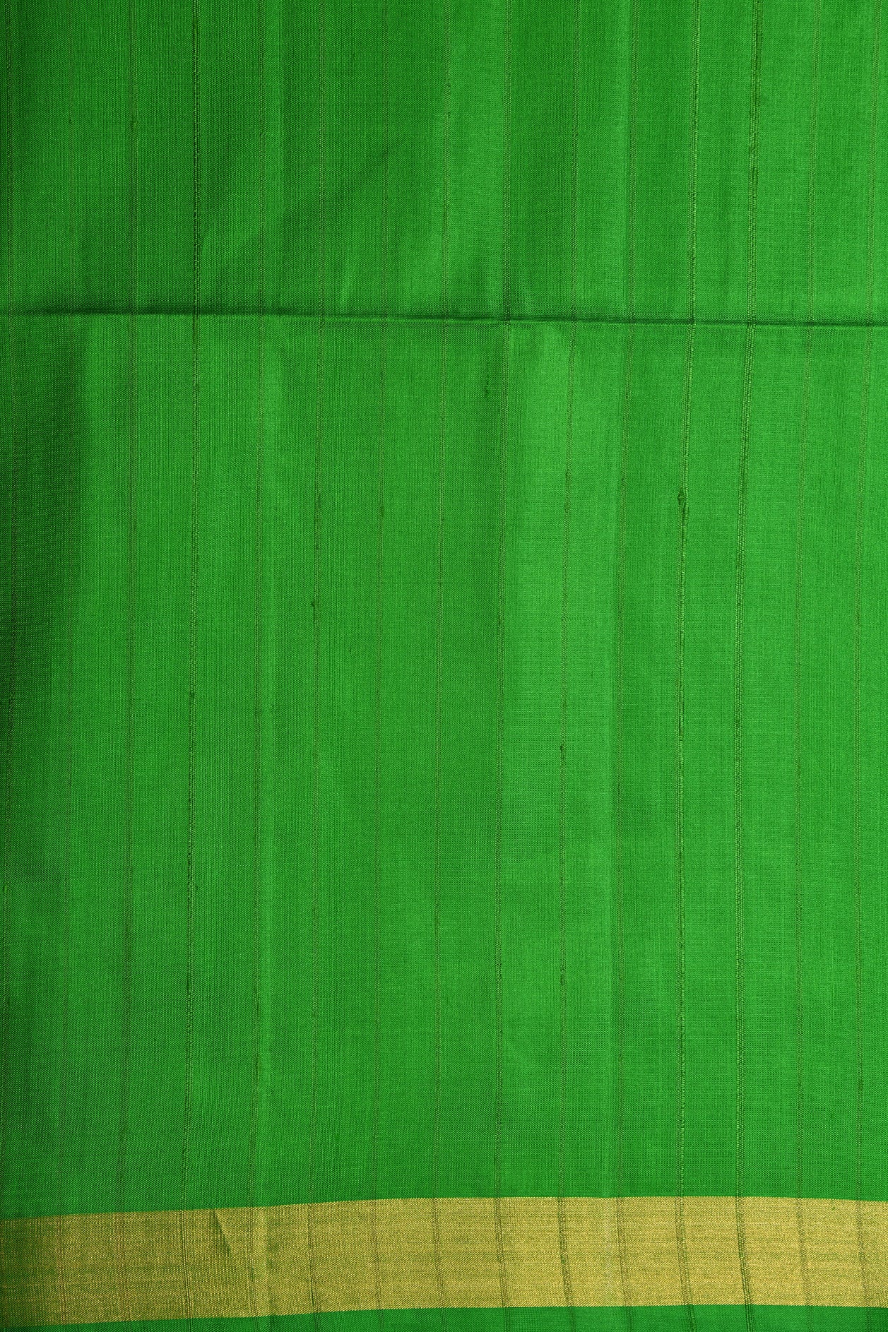 Stripes Parrot Green Kanchipuram Silk Saree