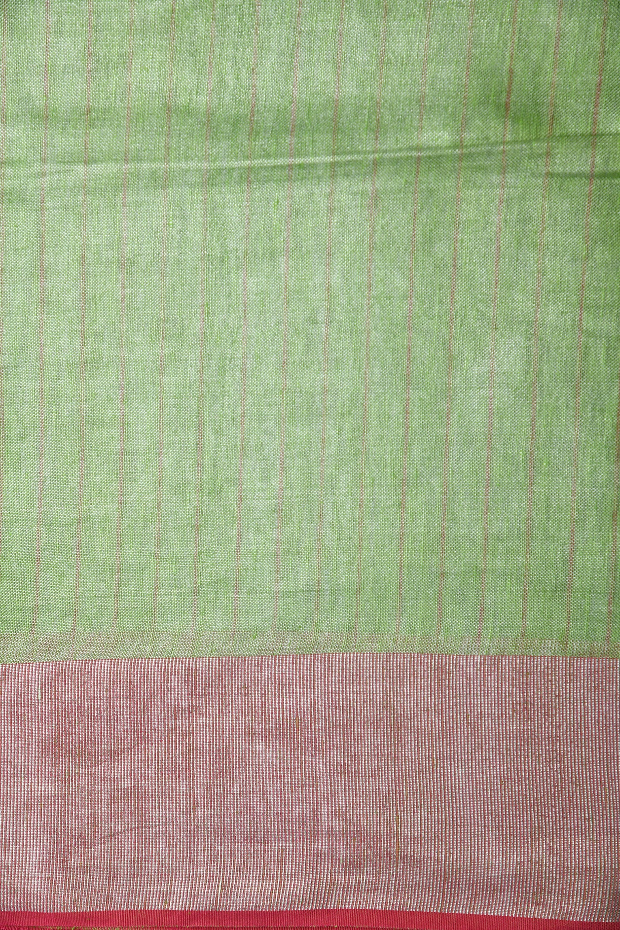 Striped Pista Green Linen Saree