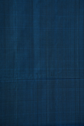 Stripes Prussian Blue Plain Silk Saree