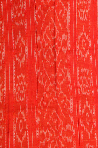 Temple Border Dark Peach Odisha Ikat Cotton Saree