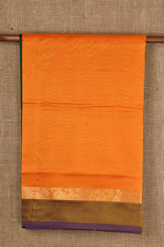 Contrast Border Orange Silk Cotton Saree