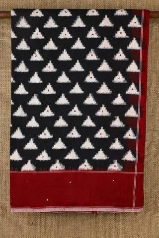 Temple Motif Ikat Design Black Pochampally Cotton Saree