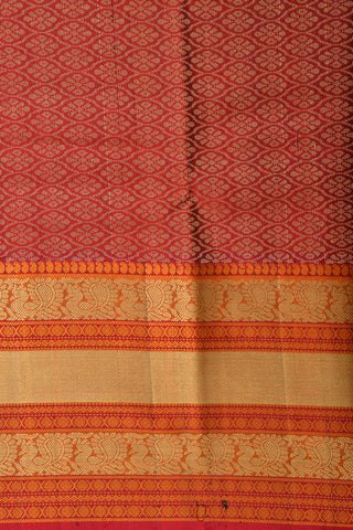 Thread Work Big Border With Dark Moss Green Kanchipuram Silk Saree