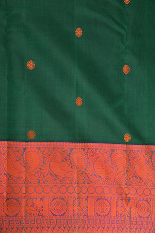 Thread Work Bottle Green Kanchipuram Silk Saree