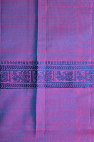 Thread Work Contrast Big Border Light Teal Blue Kanchipuram Silk Saree