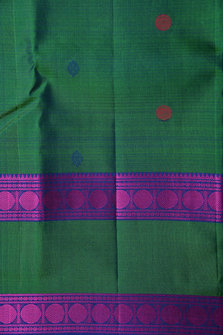 Thread Work Rudraksh Running Border Green Kanchipuram Silk Saree