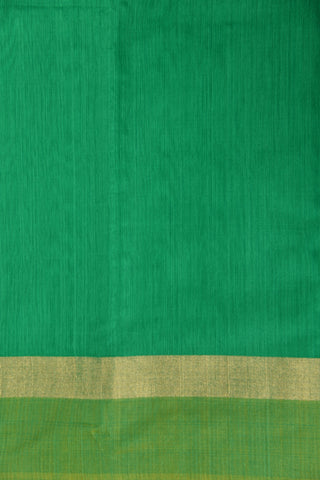 Turquoise Green Kora Silk Cotton Saree