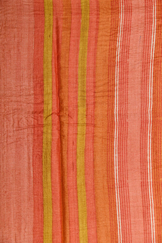Half Diamond Design Digital Printed Tiger Orange Tussar Silk Saree