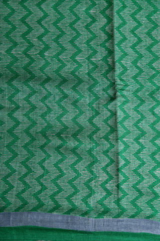 Zig Zag Leaf Green Tussar Silk Saree