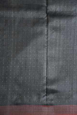 Thread Work Bindi Buttis Charcoal Grey Tussar Silk Saree
