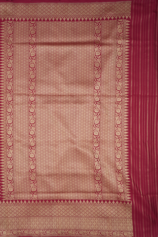 Chevron Design Rust Red Banarasi Silk Saree