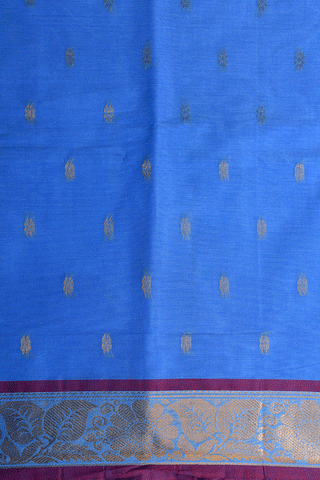 Floral Border Blue Venkatagiri Cotton Saree