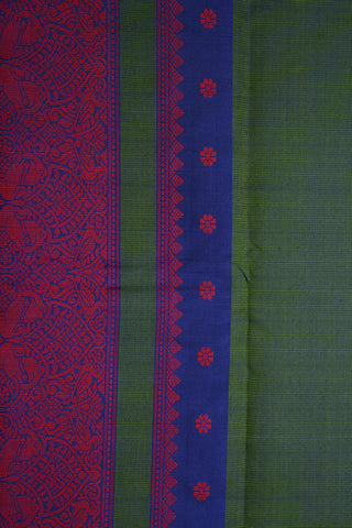 Yazhi Border Design Blue Kanchipuram Silk Saree