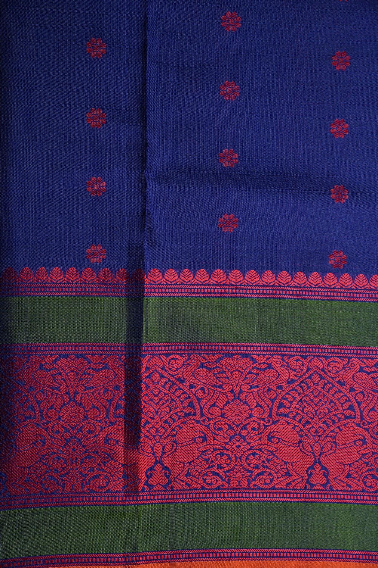 Yazhi Border Design Blue Kanchipuram Silk Saree