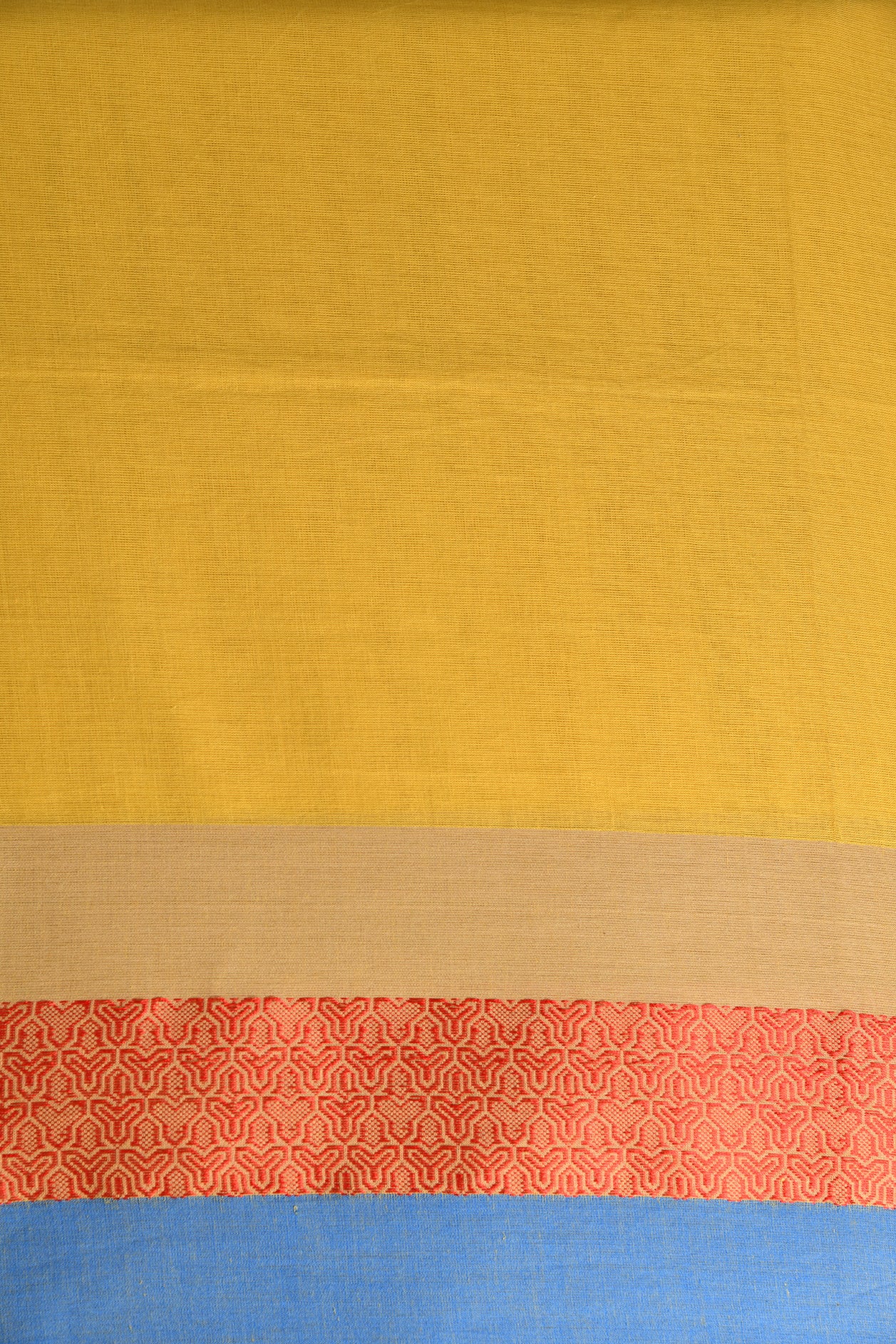 Contrast Border Yellow Bengal Cotton Saree